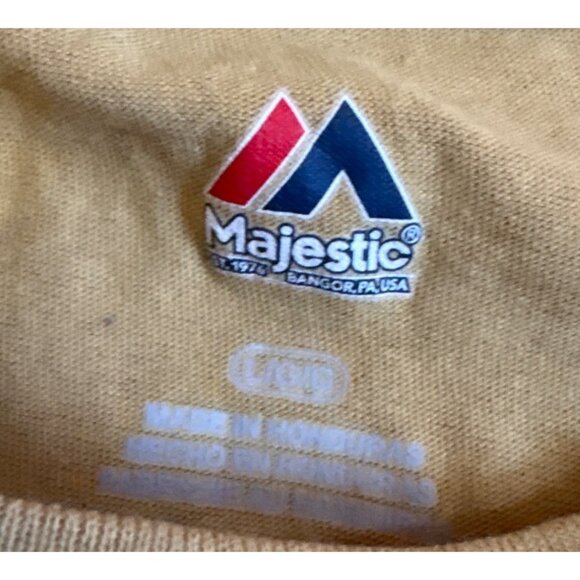 New Orleans Saints Shirt NFL Football Short Sleeve Majestic Large Gold Cotton - Picture 4 of 7